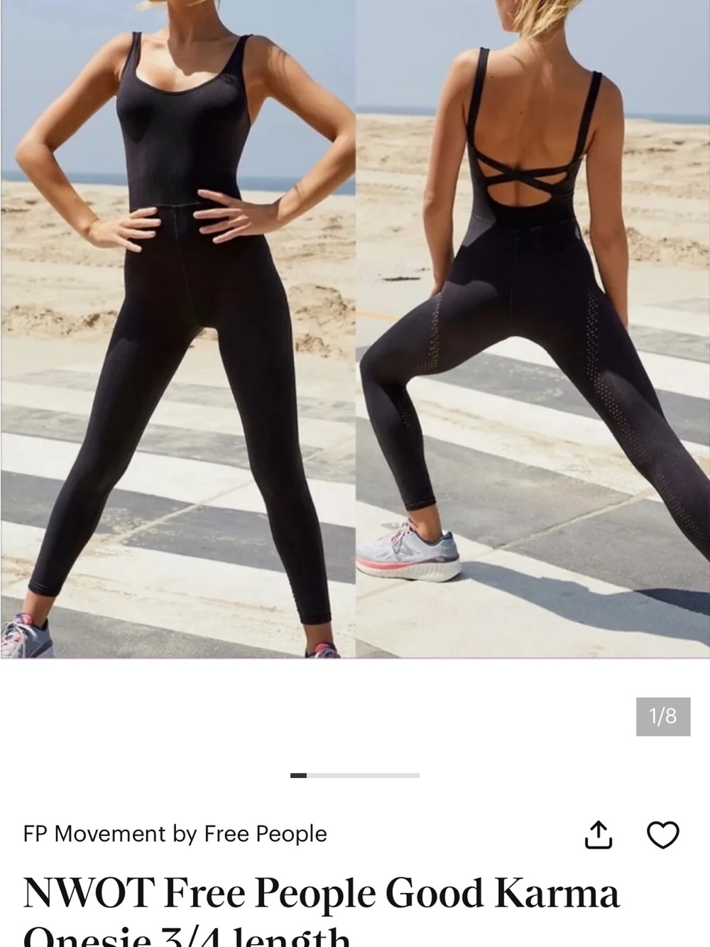 Free People Black Seamless Strappy-Back Jumpsuit